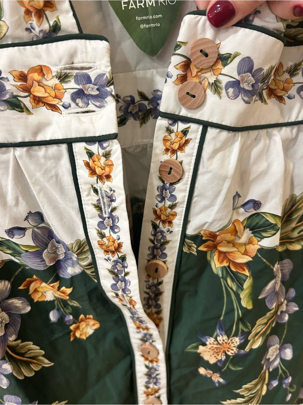 NWT Farm Rio Green Floral Nature V Neck Buttoned Maxi Dress - Picture 10 of 11